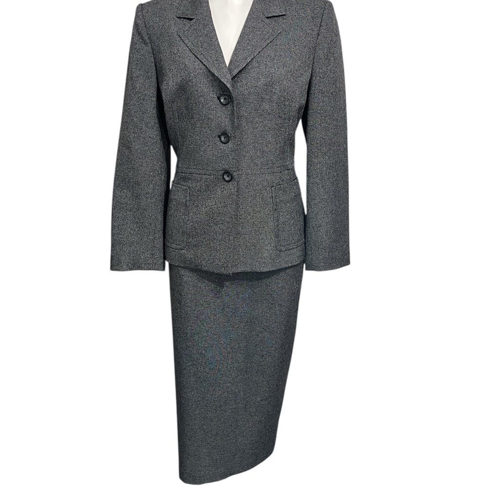 Le Suit Blazer & Skirt Suit Set 14p long sleeve midi length office church - Picture 2 of 6